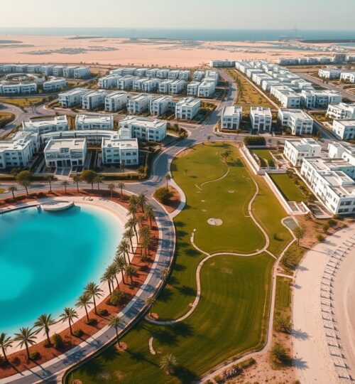 Aerial view of The Valley by Emaar master community