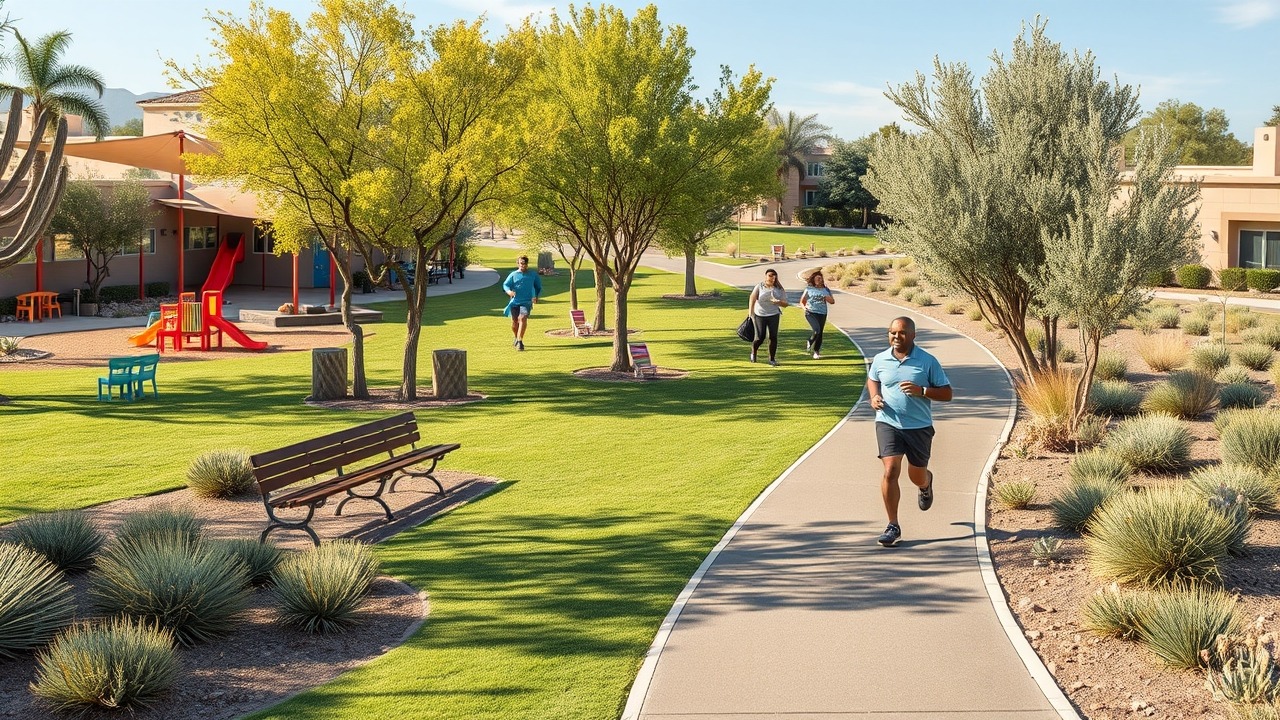 Community park and lifestyle amenities in Villanova Dubailand